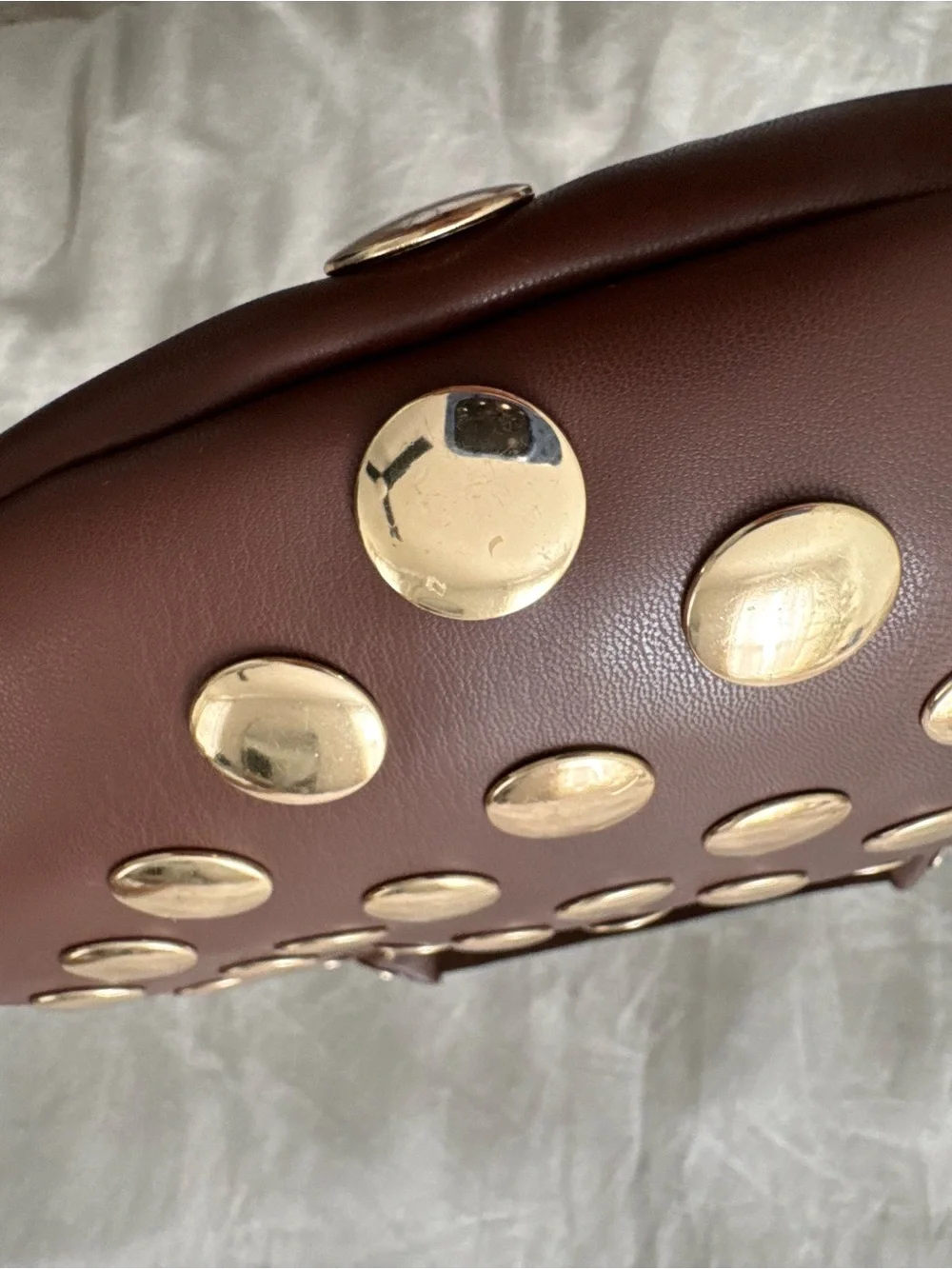 ASOS Brown Hobo Shoulder Bag with Gold Studs - Picture 11 of 12